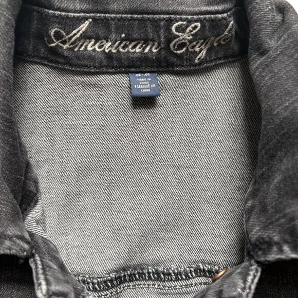 AE Distressed Stretch Black Denim Jacket for Fall Size M - Picture 11 of 11